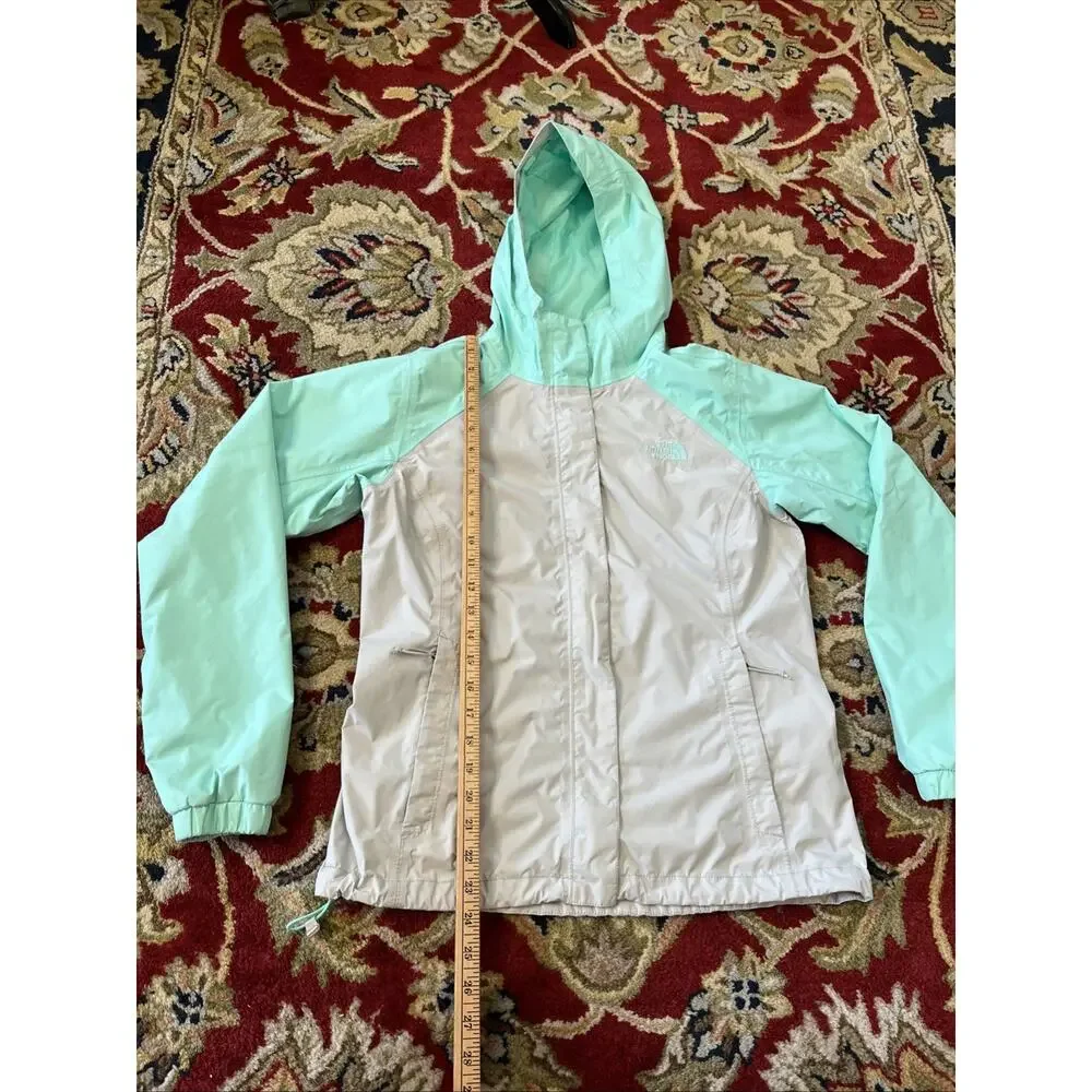 The North Face Jacket Womens S Full Zip Windbreaker Rain Coat Teal Gray Classic